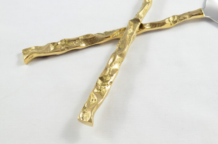 Pair Of Limited Edition Gold Plated Stainless Steel Salad Servers Ornate Pattern - Image 2