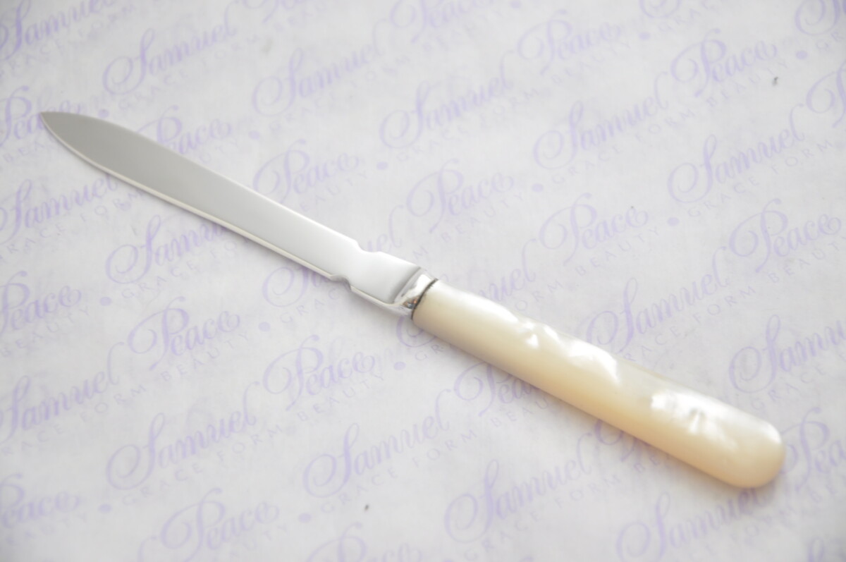 Pristine Mother of Pearl Sterling Silver Bladed Letter Opener Sheffield 1906 Cased - Image 6