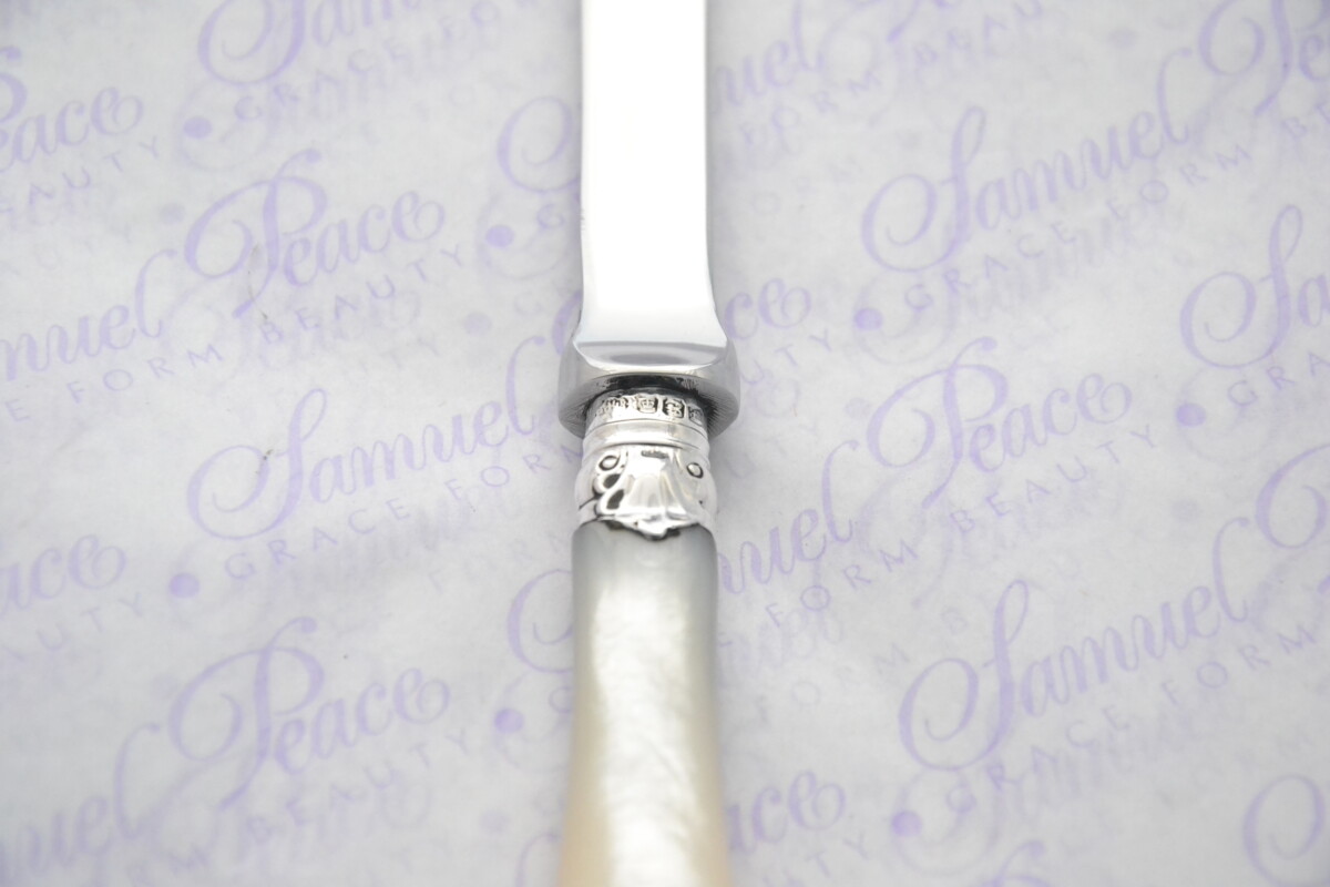 Walker & Hall Pristine Mother of Pearl Sterling Silver Ferruled Letter Opener Sheffield 1898 Cased - Image 4