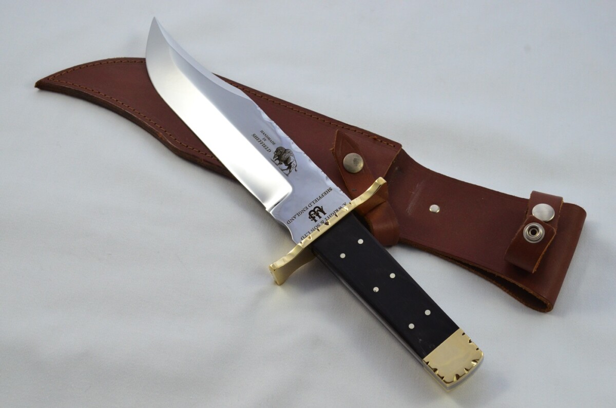 Genuine Authentic A Wright & Sons Scale Tang Water Buffalo 15.5" Bowie Knife Sheffield England