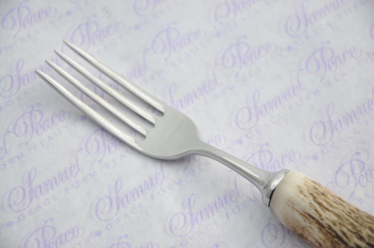 Ten New Genuine Stag/Antler Handle Steak Forks Made Sheffield England - Image 4