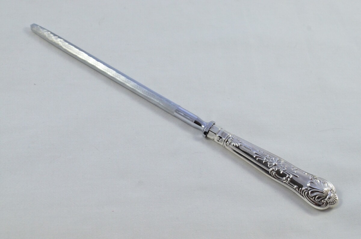 Beatson Drake Sterling Silver Handle 3 Piece Carving Set Boxed Queens Pattern Made In Sheffield 1994 - Image 6