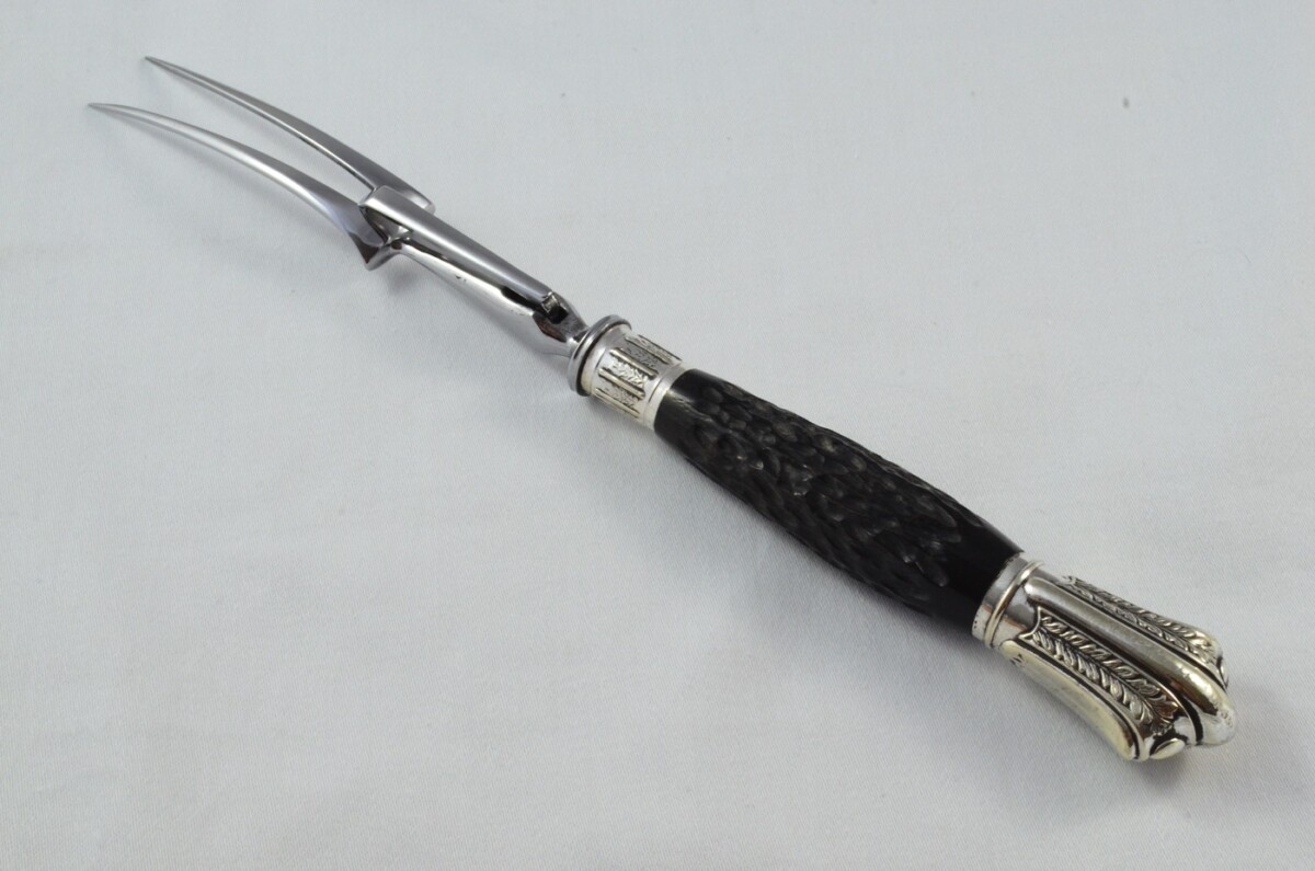 Edward Owen & Co Sheffield Handmade 3 Piece Carving Set c.1890 - Silver Plated Cap & Ferrule - Image 12