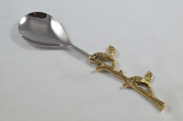 Pair Of Limited Edition Gold Plated Stainless Steel Salad Servers Evergreen Pattern - Image 5