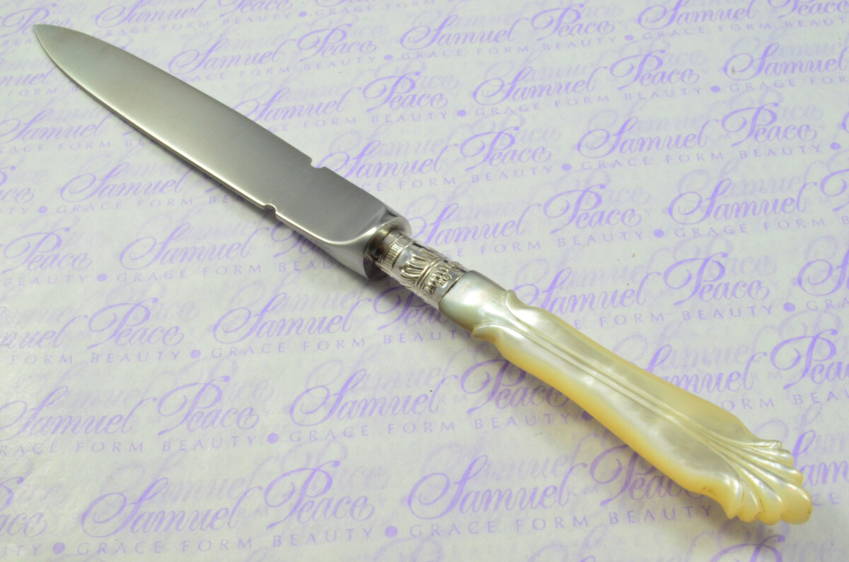 Beautiful Henry Greaves Sheffield Large Mother of Pearl Sterling Silver Ferruled Letter Opener Sheffield 1911 Cased - Image 8