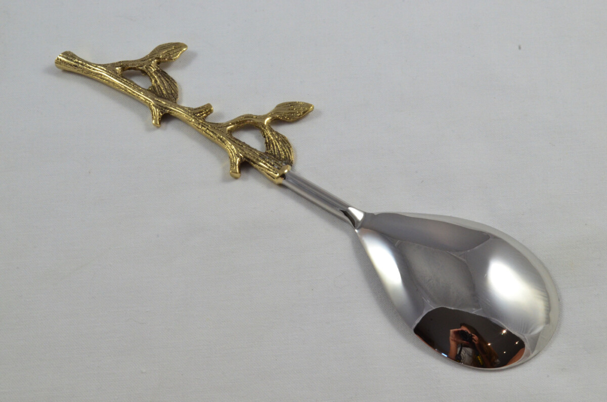 A Pair Of Limited Edition Gold Plated Stainless Steel Salad Servers Evergreen Pattern - Image 6