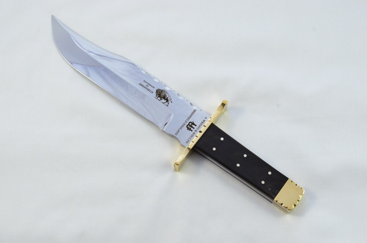 Genuine Authentic A Wright & Sons Scale Tang Water Buffalo 15.5" Bowie Knife Sheffield England - Image 2