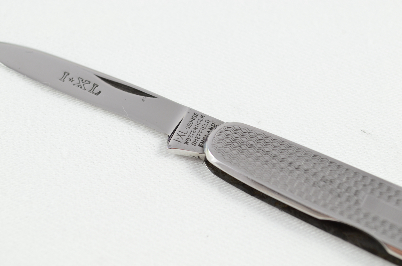 A George Wostenholme Engine Turned Stainless Steel Pocket Pen Knife Sheffield - Image 3