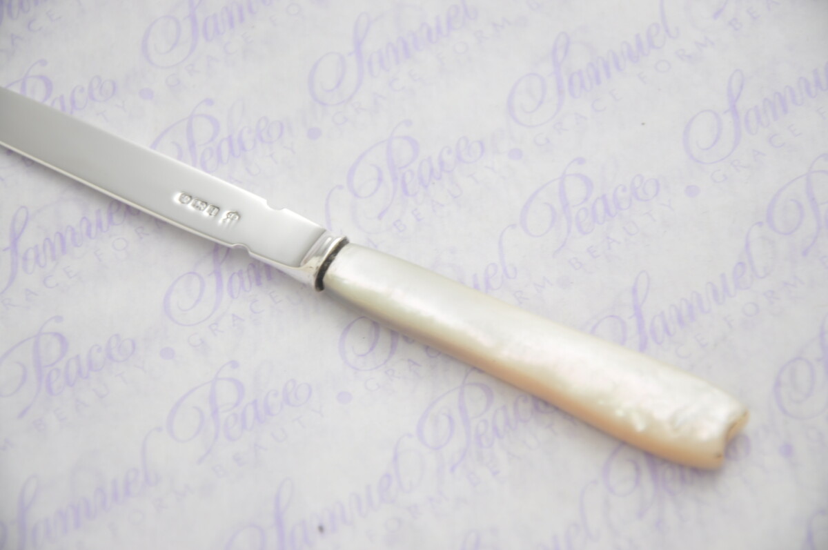 Pristine Mother of Pearl Sterling Silver Bladed Letter Opener Sheffield 1933 Cased - Image 3