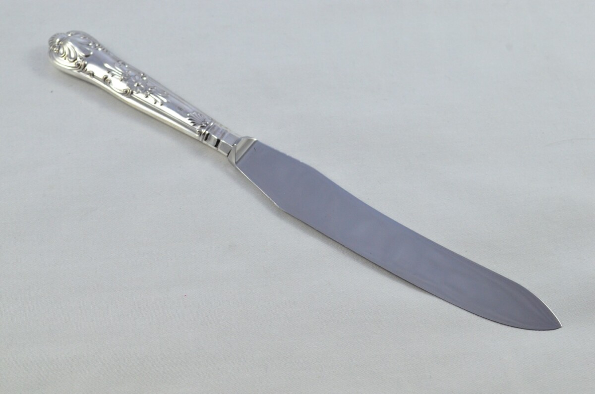 Beatson Drake Sterling Silver Handle 3 Piece Carving Set Boxed Queens Pattern Made In Sheffield 1994 - Image 5