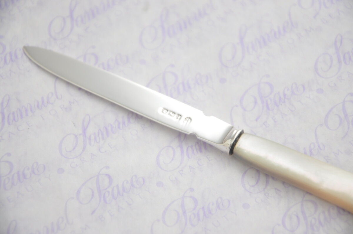 Pristine Mother of Pearl Sterling Silver Bladed Letter Opener Sheffield 1933 Cased - Image 4