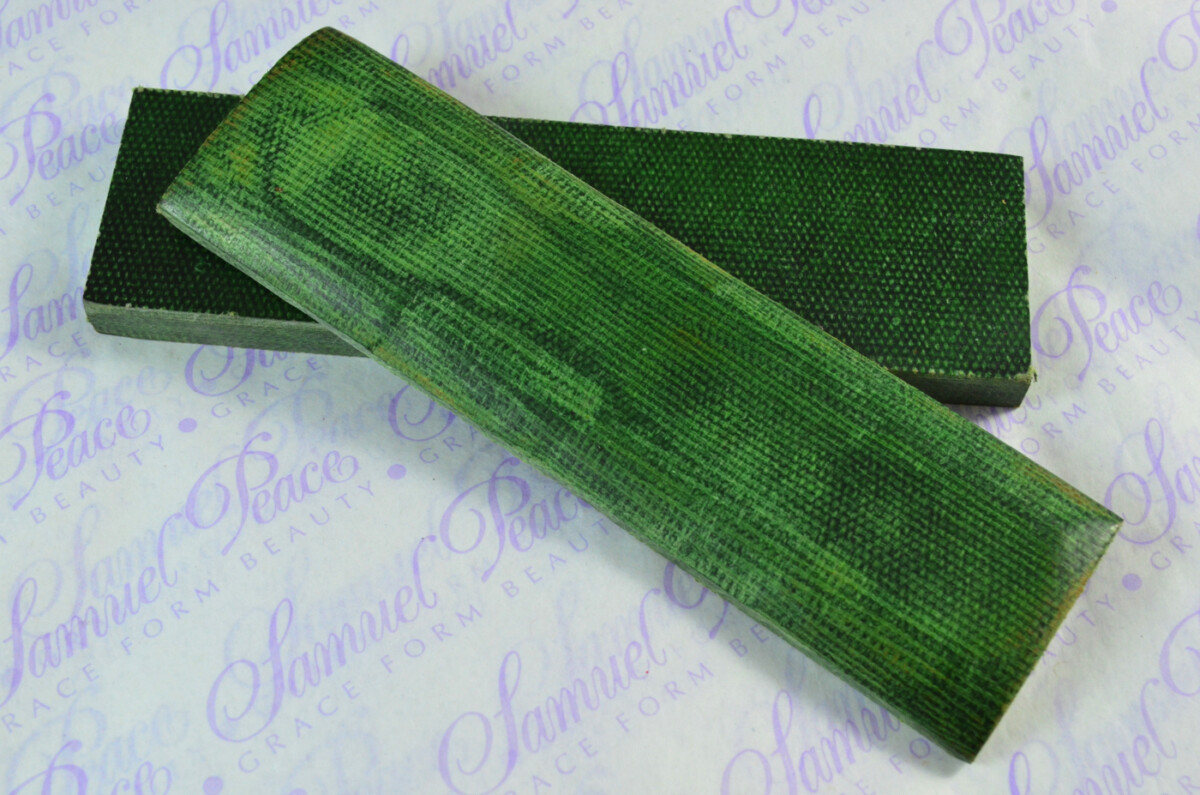 Pair of Lime Green Canvas Micarta Knife Scales Knife Making Parts Micarta Blanks