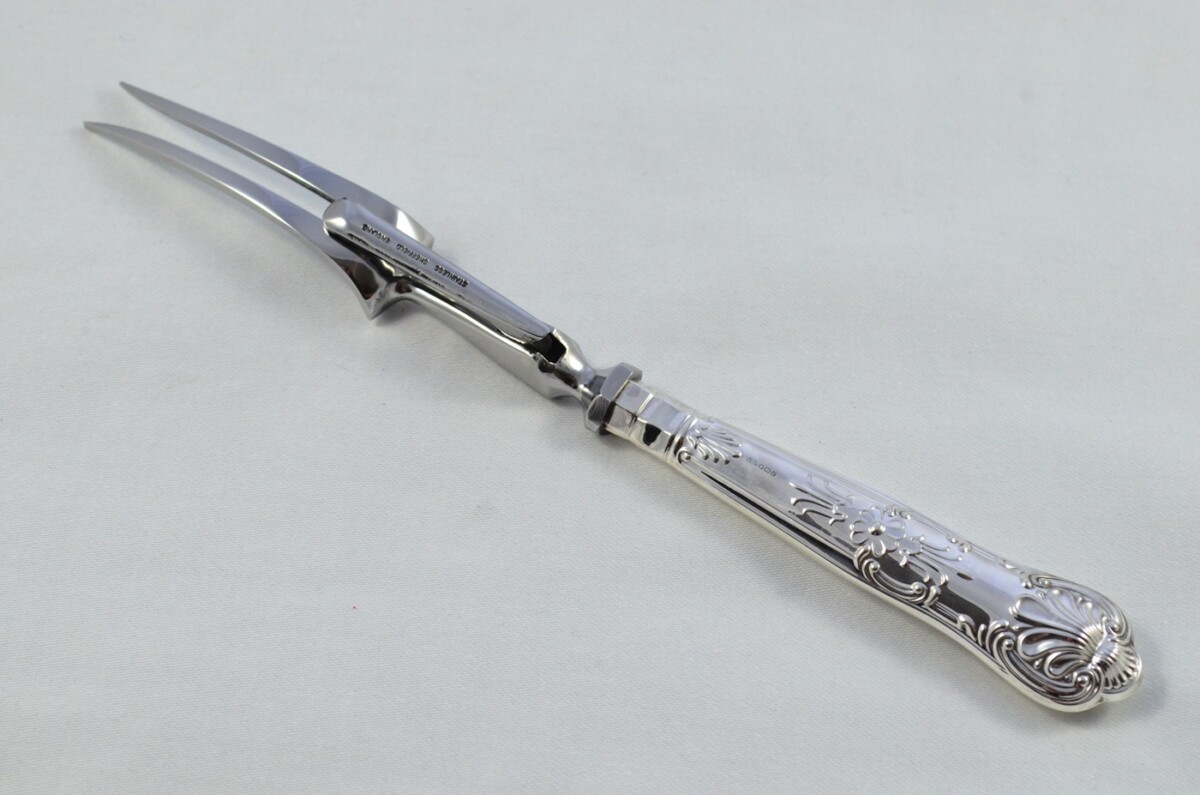 Beatson Drake Sterling Silver Handle 3 Piece Carving Set Boxed Queens Pattern Made In Sheffield 1994 - Image 8