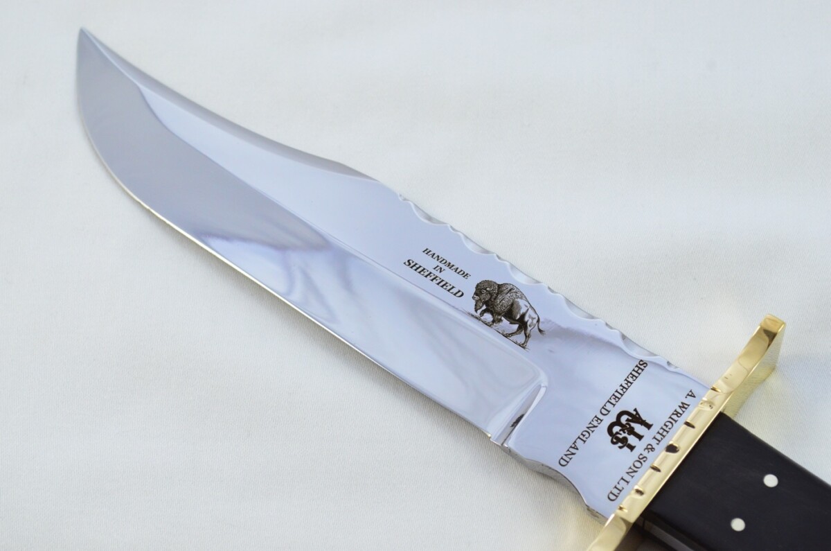 Genuine Authentic A Wright & Sons Scale Tang Water Buffalo 15.5" Bowie Knife Sheffield England - Image 4