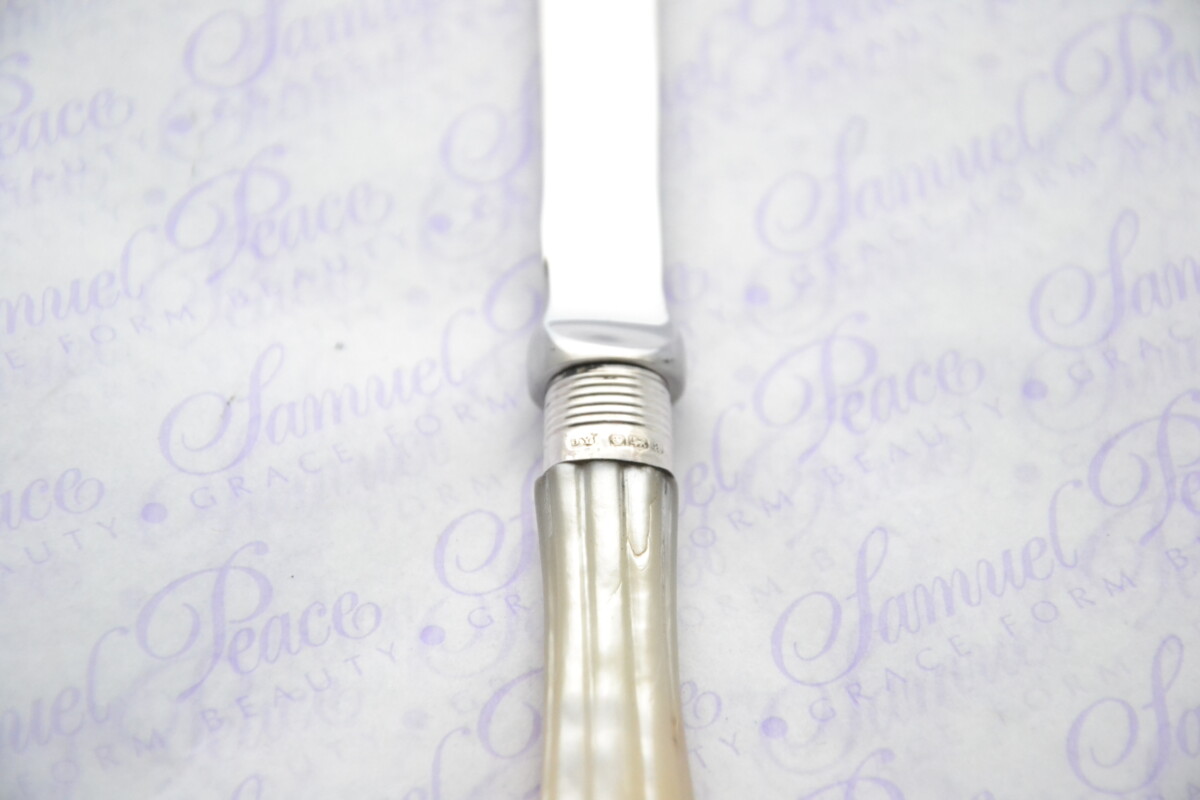 John Yates Pristine Mother of Pearl Sterling Silver Ferruled Letter Opener Sheffield 1918 Cased - Image 5