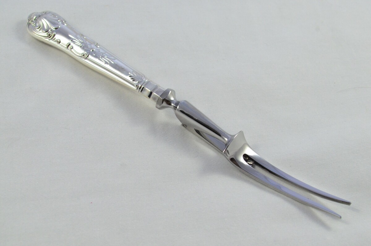 Beatson Drake Sterling Silver Handle 3 Piece Carving Set Boxed Queens Pattern Made In Sheffield 1994 - Image 9