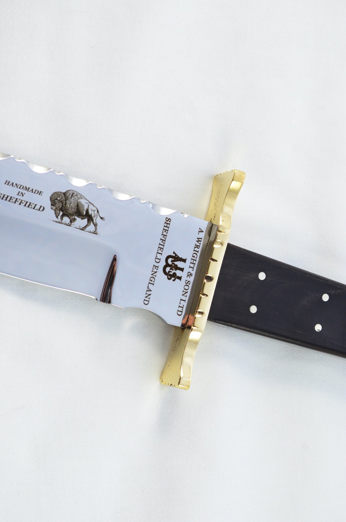 Genuine Authentic A Wright & Sons Scale Tang Water Buffalo 15.5" Bowie Knife Sheffield England - Image 5