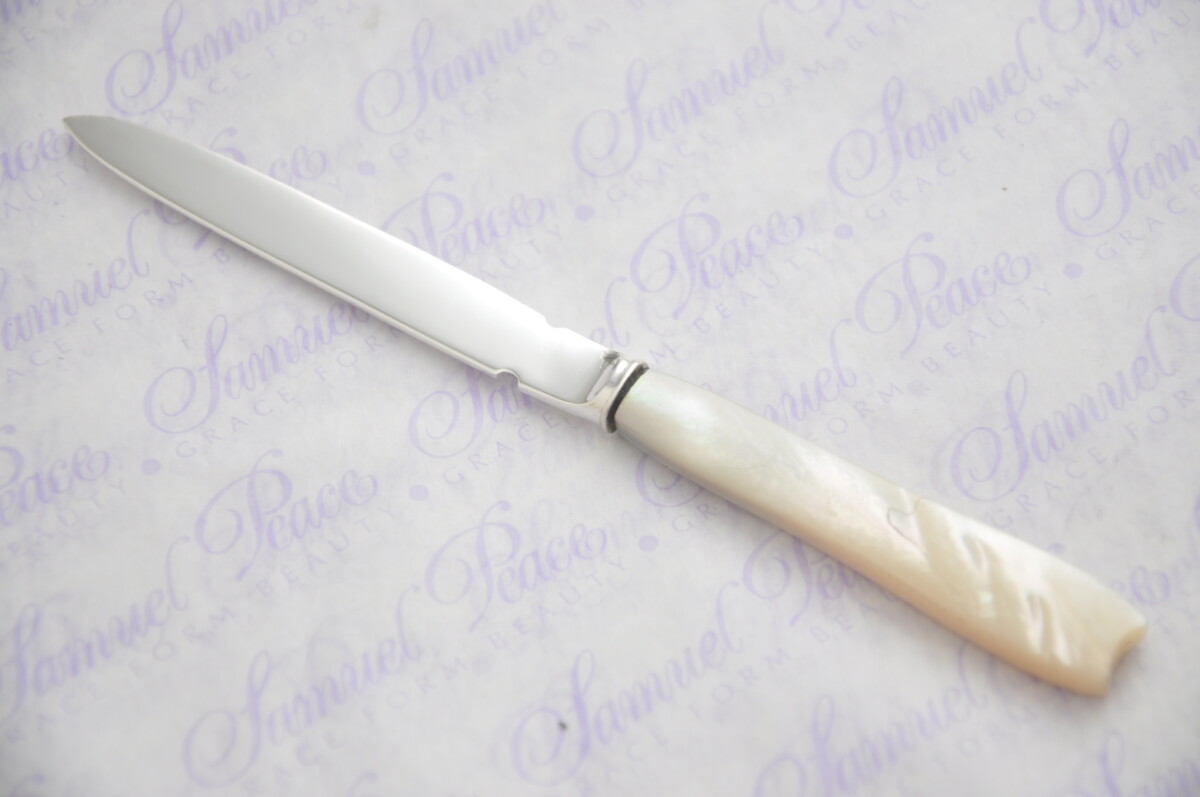 Pristine Mother of Pearl Sterling Silver Bladed Letter Opener Sheffield 1933 Cased - Image 6