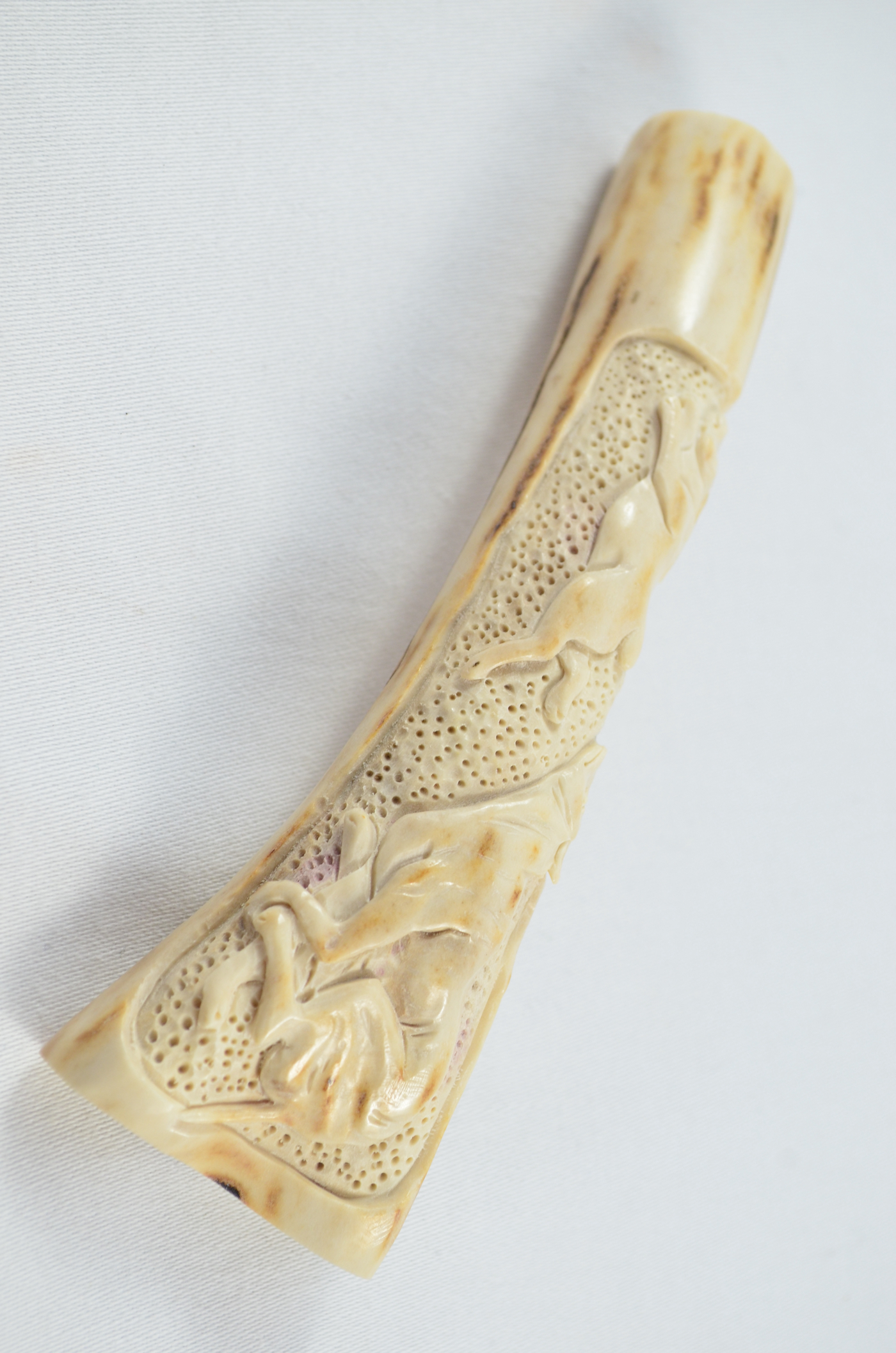 Hare & Hound Carved Walking Stick Cane Top Handle Stag Antler Horn Made Sheffield England - Image 2