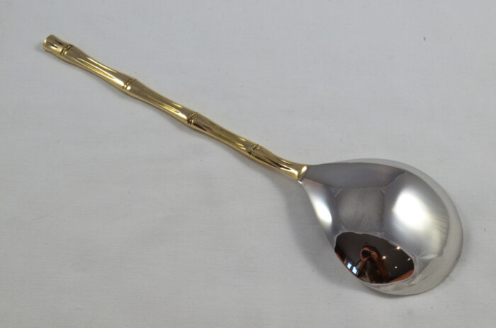 Pair Of Limited Edition Gold Plated Stainless Steel Salad Servers Bamboo Pattern - Image 6