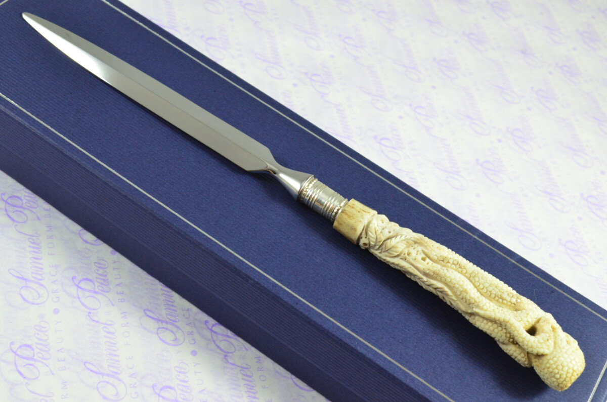 Hand Carved Bespoke Octopus Handled Silver Plated Ferruled Letter Opener Made in Sheffield 2020