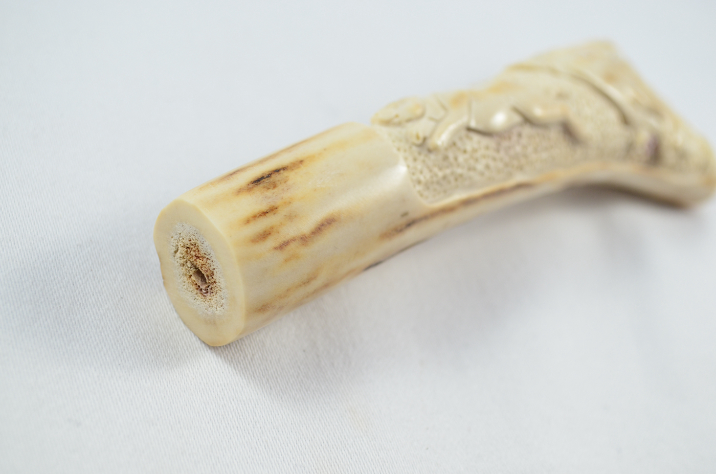Hare & Hound Carved Walking Stick Cane Top Handle Stag Antler Horn Made Sheffield England - Image 4