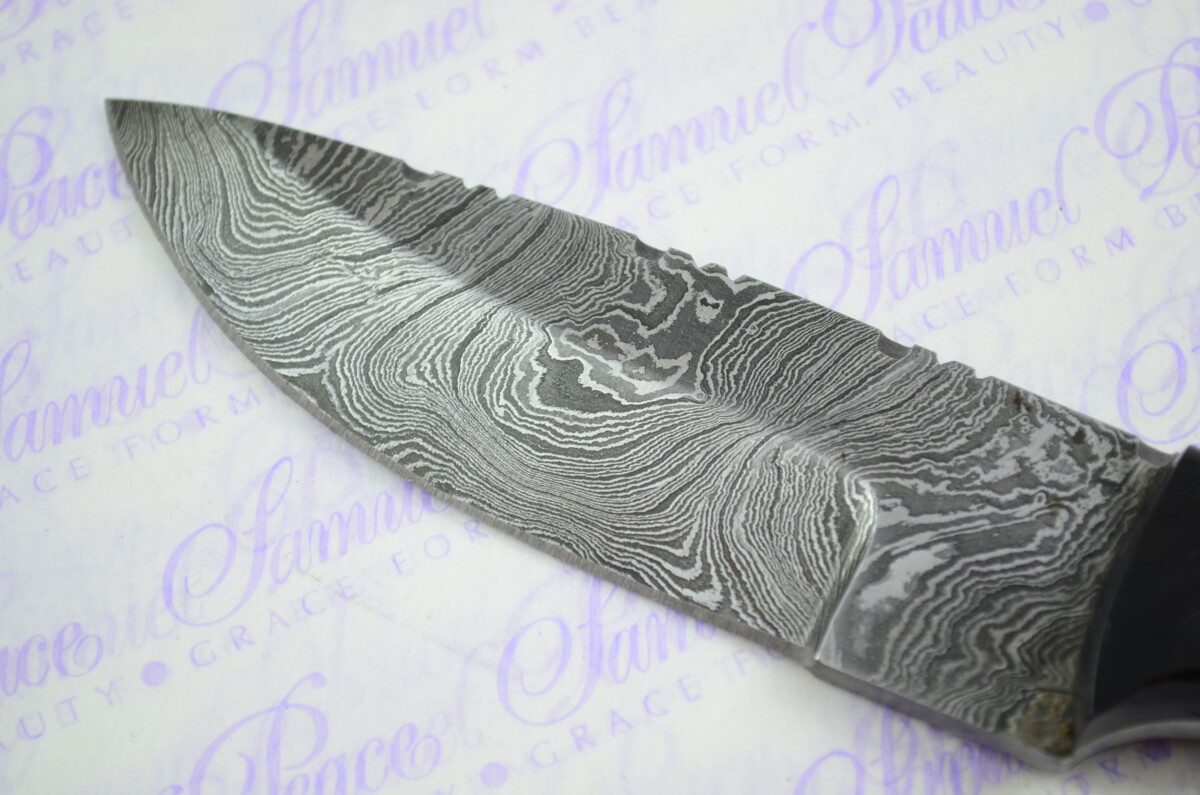 Full Scale Tang Damascus Steel Bowie Camelbone Scales 5" Blade - Image 3