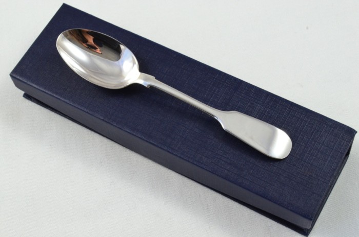 Sheffield Solid Silver Antique Christening Spoon - Old English Fiddle Pattern - Made in 1898 - Presentation Case
