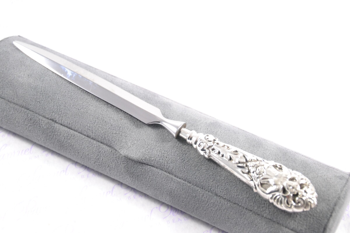 Large Heavy Scroll Pattern Sterling Silver Letter Opener Birmingham 1876 Gift Boxed