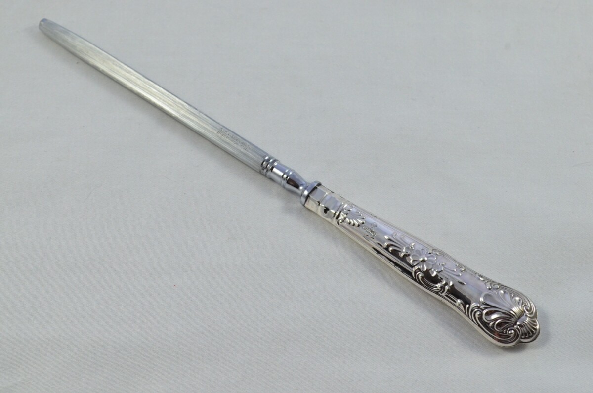 Harrison Brothers Sterling Silver Handled 3 Piece Carving Set Queens Pattern Made In Sheffield 2001 - Image 6