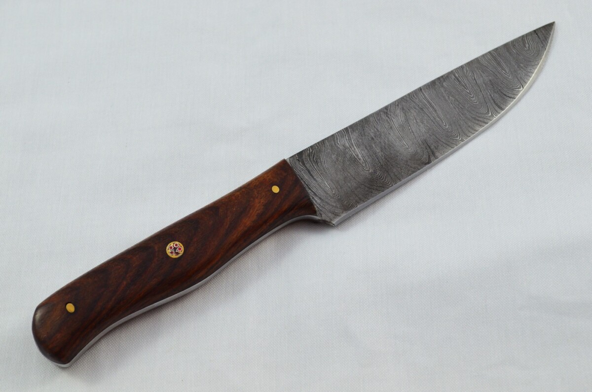 Four 4  Huge Genuine Rosewood Handle Damascus Steel Steak Knives Made In Sheffield England - Image 5