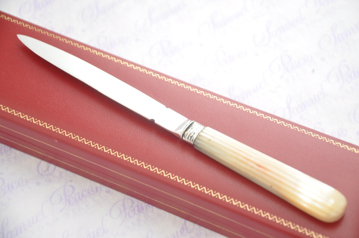 Pristine Mother of Pearl Sterling Silver Bladed Letter Opener Sheffield C1825 Cased - Image 4