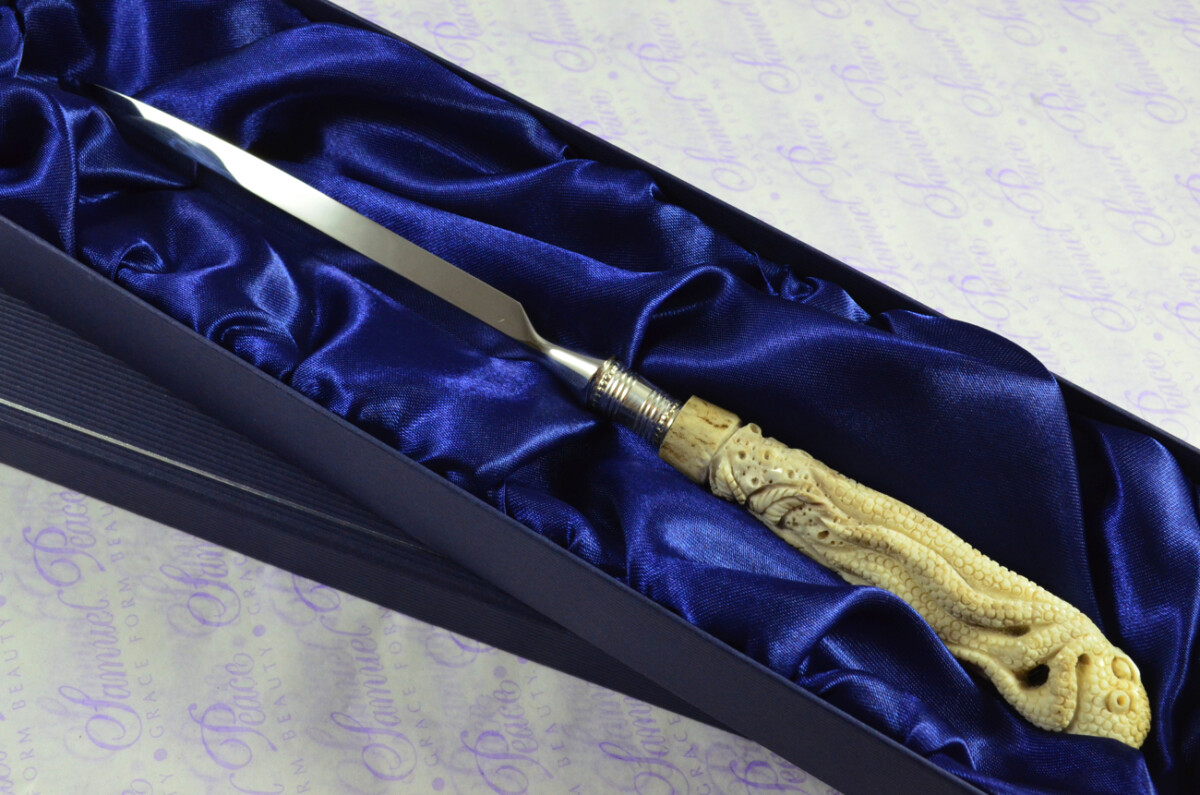 Hand Carved Bespoke Octopus Handled Silver Plated Ferruled Letter Opener Made in Sheffield 2020 - Image 3