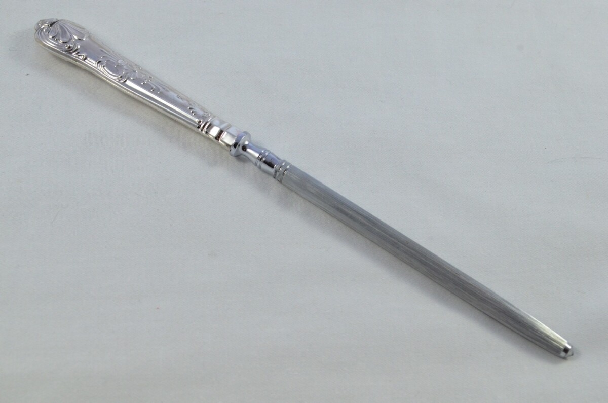 Harrison Brothers Sterling Silver Handled 3 Piece Carving Set Queens Pattern Made In Sheffield 2001 - Image 7
