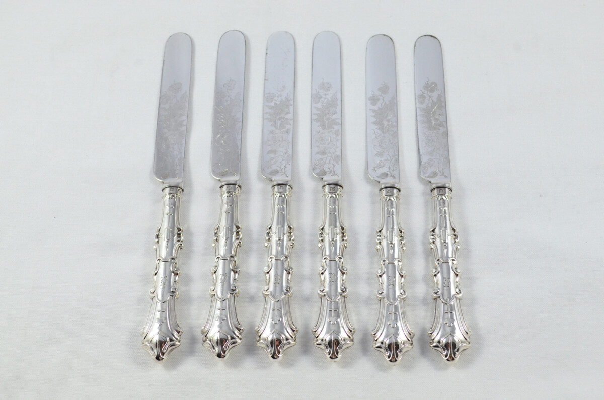 RARE Private Pattern 18 Pairs of Sterling Silver Knives & Forks Joseph Rodgers 1840 - Image 5
