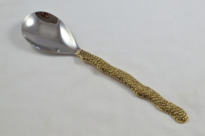 Pair Of Limited Edition Gold Plated Stainless Steel Salad Servers Pebble Pattern - Image 6