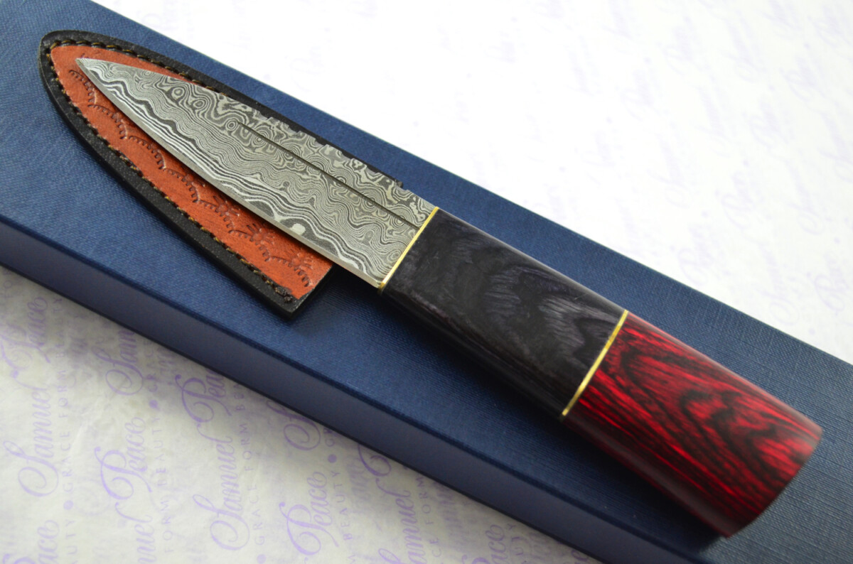 New Fantastic Coloured Pakkawood Sgian Dubh Damascus Steel Superior Sheath inc Presentation Box