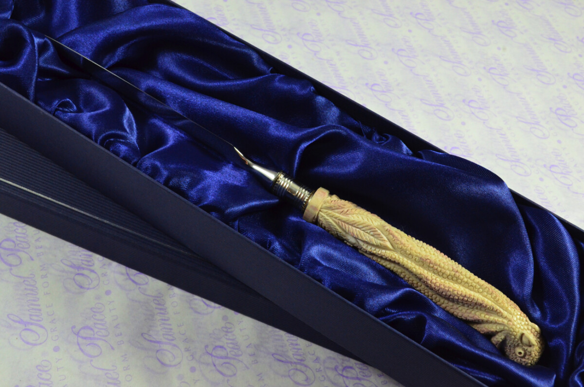 Hand Carved Beautiful Octopus Handled Silver Plated Ferruled Letter Opener Made in Sheffield 2020 - Image 3