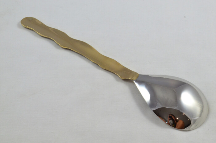 Pair Of Limited Edition Gold Plated Stainless Steel Salad Servers Pebble Pattern - Image 5