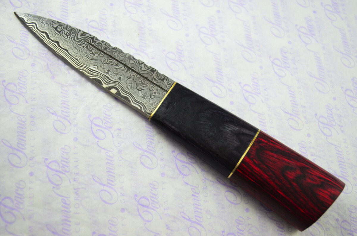 New Fantastic Coloured Pakkawood Sgian Dubh Damascus Steel Superior Sheath inc Presentation Box - Image 3