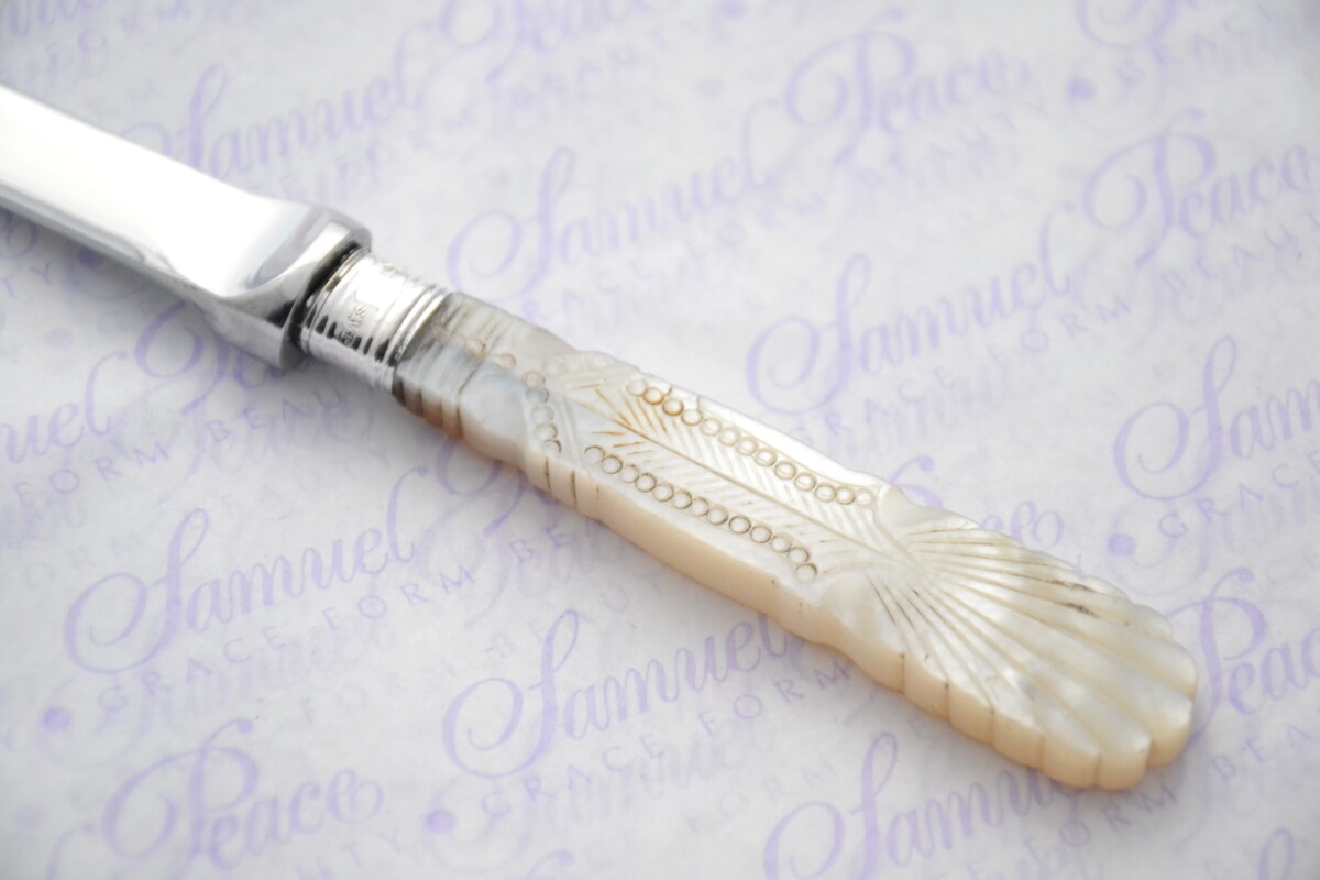 James A Scholes Pristine Mother of Pearl Sterling Silver Ferruled Letter Opener Sheffield 1915 Cased - Image 3