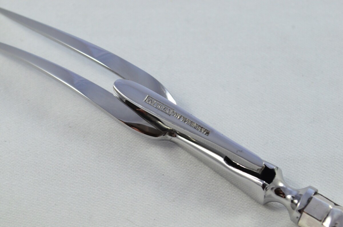 Harrison Brothers Sterling Silver Handled 3 Piece Carving Set Queens Pattern Made In Sheffield 2001 - Image 9