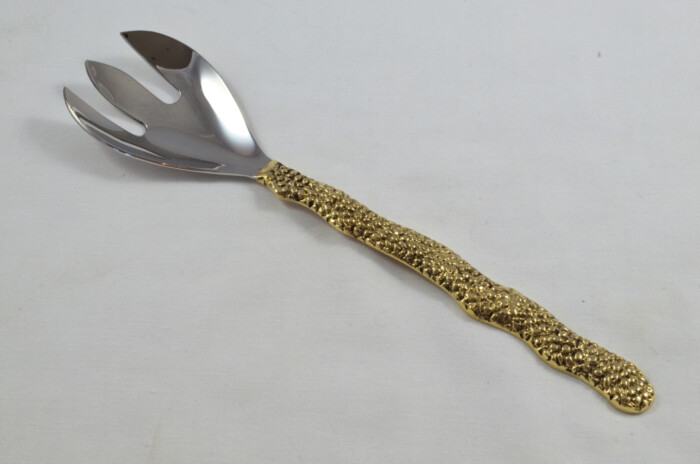 Pair Of Limited Edition Gold Plated Stainless Steel Salad Servers Pebble Pattern - Image 4