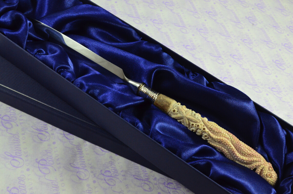 Hand Carved Astonishing Octopus Handled Silver Plated Ferruled Letter Opener Made in Sheffield 2020 - Image 3