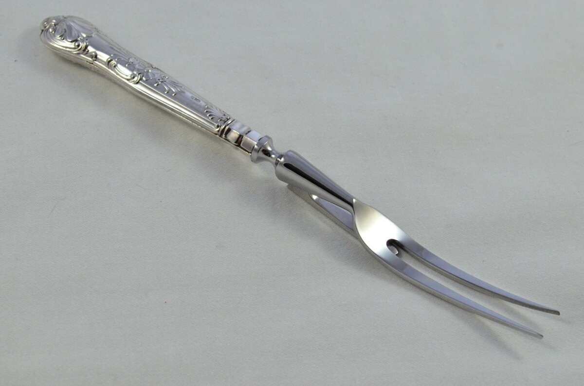 Harrison Brothers Sterling Silver Handled 3 Piece Carving Set Queens Pattern Made In Sheffield 2001 - Image 10
