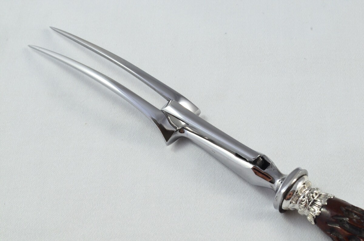 Henry Wigfull Sheffield Handmade 3 Piece Carving Set - Imitation Stag Antler Handles - Silver Plated Ferrules - Image 13