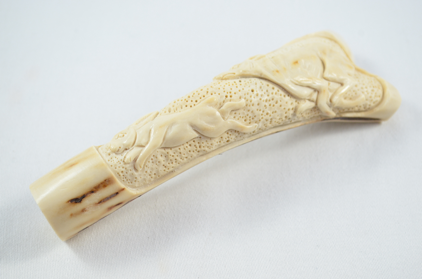 Hare & Hound Carved Walking Stick Cane Top Handle Stag Antler Horn Made Sheffield England - Image 2