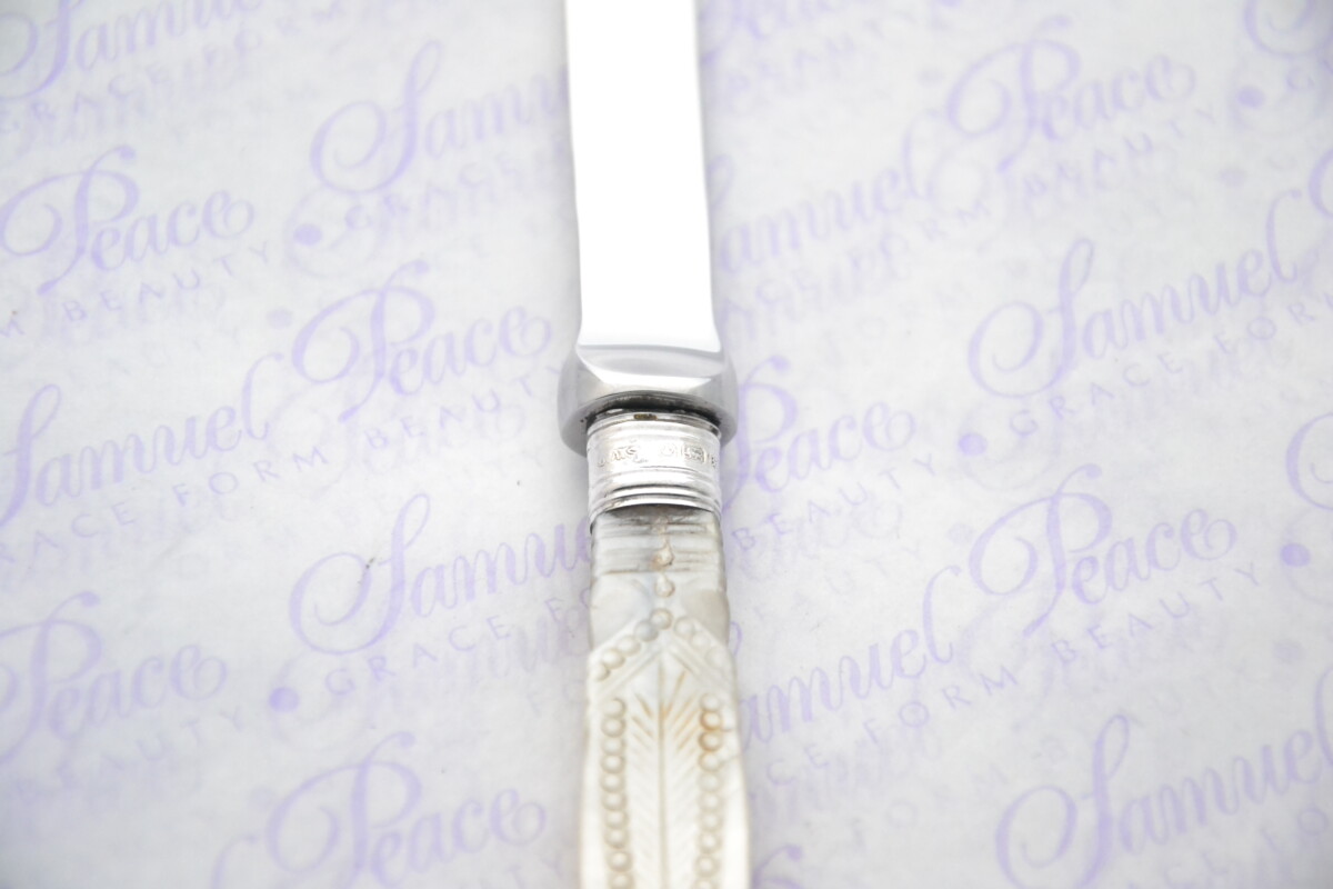 James A Scholes Pristine Mother of Pearl Sterling Silver Ferruled Letter Opener Sheffield 1915 Cased - Image 4