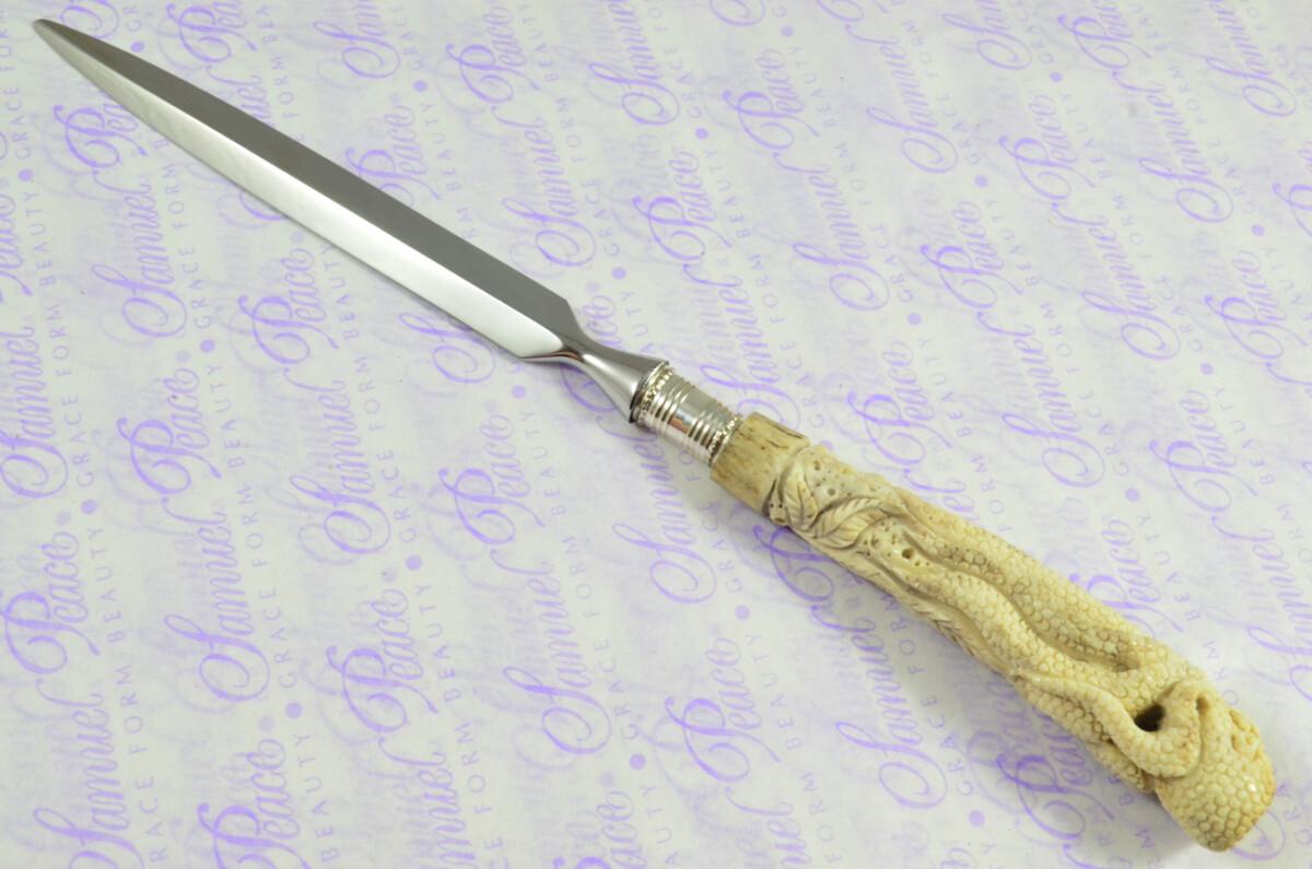Hand Carved Bespoke Octopus Handled Silver Plated Ferruled Letter Opener Made in Sheffield 2020 - Image 4