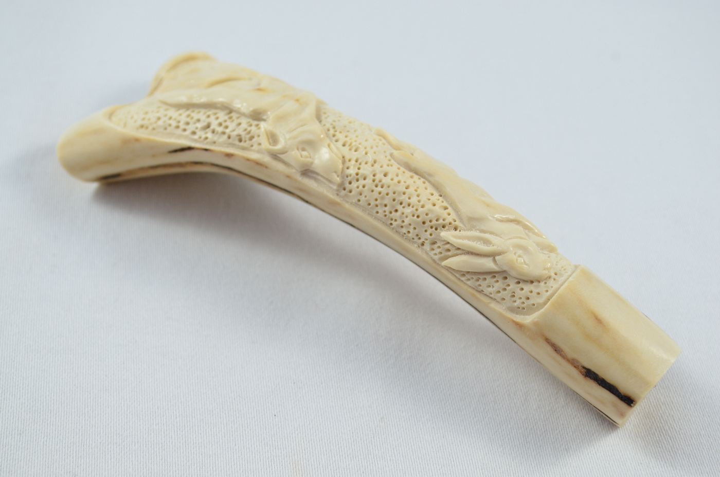 Hare & Hound Carved Walking Stick Cane Top Handle Stag Antler Horn Made Sheffield England - Image 3